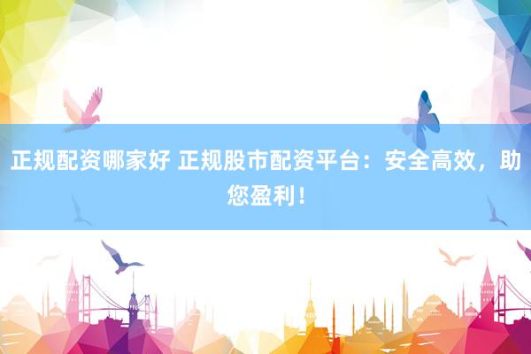 正規(guī)配資哪家好 正規(guī)股市配資平臺(tái)：安全高效，助您盈利！