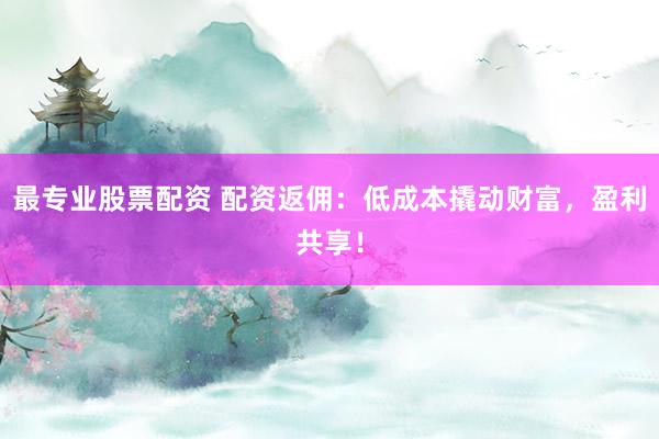 最專業(yè)股票配資 配資返傭：低成本撬動財富，盈利共享！