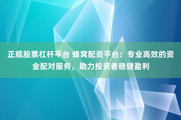 正規(guī)股票杠桿平臺 蜂窩配資平臺：專業(yè)高效的資金配對服務，助力投資者穩(wěn)健盈利