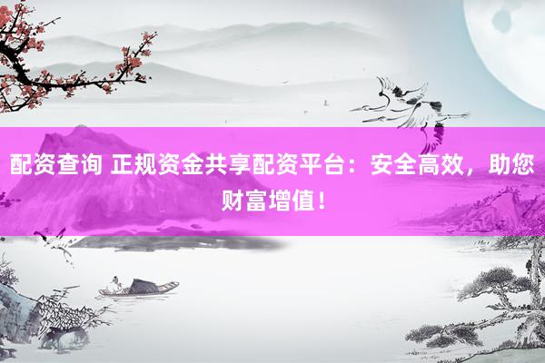 配資查詢 正規(guī)資金共享配資平臺：安全高效，助您財富增值！