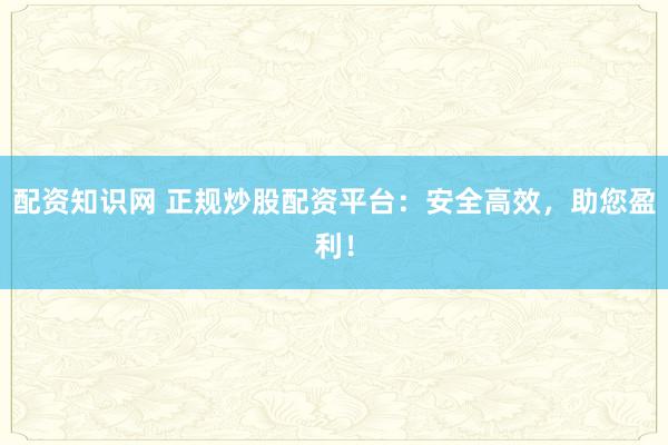 配資知識網 正規(guī)炒股配資平臺：安全高效，助您盈利！