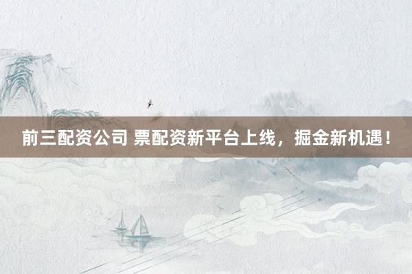 前三配資公司 票配資新平臺(tái)上線，掘金新機(jī)遇！