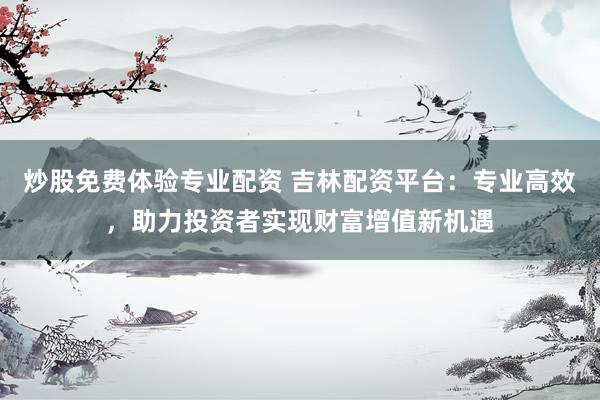 炒股免費(fèi)體驗(yàn)專業(yè)配資 吉林配資平臺(tái)：專業(yè)高效，助力投資者實(shí)現(xiàn)財(cái)富增值新機(jī)遇
