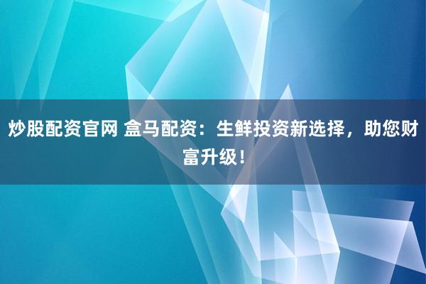 炒股配資官網(wǎng) 盒馬配資：生鮮投資新選擇，助您財富升級！